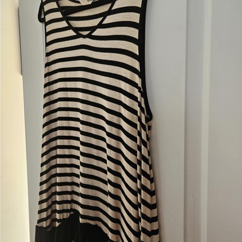 Honeyme Black and Cream Striped Tank Top
